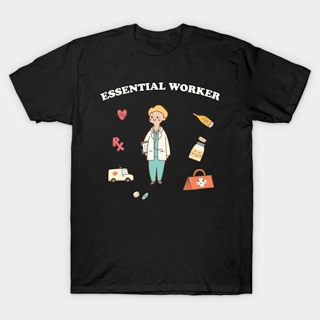 Essential Worker Kawaii T-Shirt by Golden Eagle Design Studio